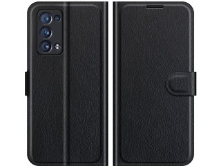 Oppo Reno6 Pro 5G Lederhülle Portemonnaie Karten Etui schwarz