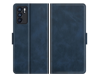 Oppo Reno6 5G Leder Hülle Karten Ledertasche dunkelblau