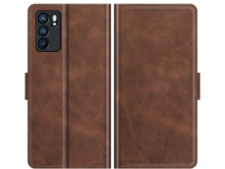 Oppo Reno6 5G Leder Hülle Karten Ledertasche mokka