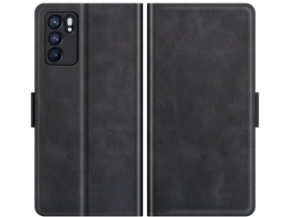 Oppo Reno6 5G Leder Hülle Karten Ledertasche schwarz