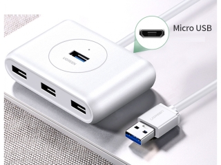 UGREEN 4-Port USB Hub mit 4x USB 3.0 Anschlüssen weiss