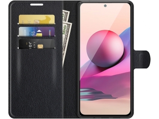 Xiaomi Redmi Note 10S Lederhülle Portemonnaie Karten Etui schwarz