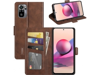 Xiaomi Redmi Note 10S Leder Hülle Karten Ledertasche mokka