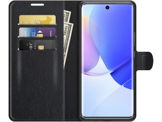 Huawei Nova 9 Lederhülle Portemonnaie Karten Etui schwarz