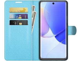 Huawei Nova 9 Lederhülle Portemonnaie Karten Etui hellblau