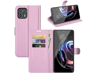 Motorola Edge 20 Lite Lederhülle Portemonnaie Karten Etui rosa