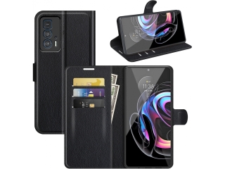 Motorola Edge 20 Pro Lederhülle Portemonnaie Karten Etui schwarz