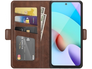 Xiaomi Redmi 10 Leder Hülle Karten Ledertasche mokka
