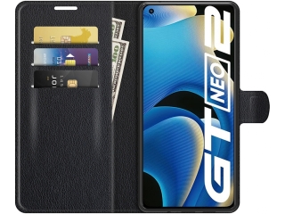 Realme GT Neo2 Lederhülle Portemonnaie Karten Etui schwarz