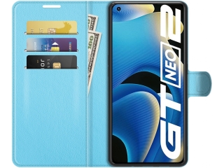 Realme GT Neo2 Lederhülle Portemonnaie Karten Etui hellblau