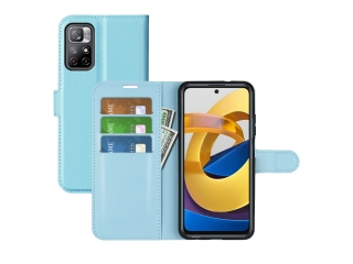 Xiaomi Poco M4 Pro 5G Lederhülle Portemonnaie Karten Etui hellblau