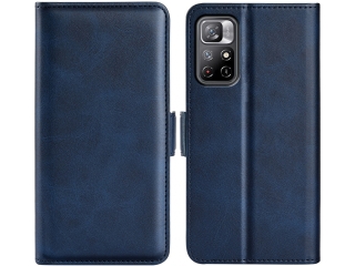 Xiaomi Poco M4 Pro 5G Leder Hülle Karten Ledertasche dunkelblau