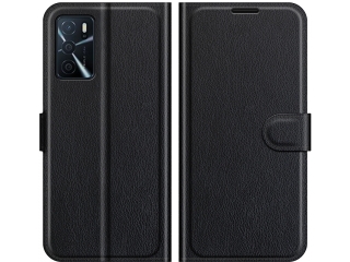Oppo A16s Lederhülle Portemonnaie Karten Etui schwarz