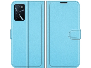 Oppo A16s Lederhülle Portemonnaie Karten Etui hellblau