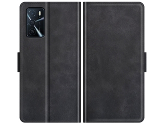 Oppo A16s Leder Hülle Karten Ledertasche schwarz