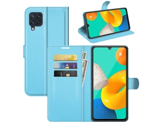 Samsung Galaxy M32 Lederhülle Portemonnaie Karten Etui hellblau