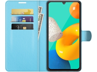Samsung Galaxy M32 Lederhülle Portemonnaie Karten Etui hellblau