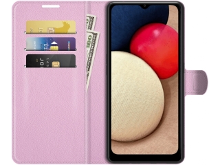 Samsung Galaxy A03s Lederhülle Portemonnaie Karten Etui rosa