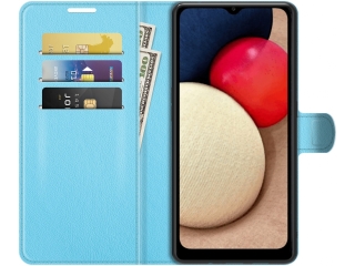 Samsung Galaxy A03s Lederhülle Portemonnaie Karten Etui hellblau