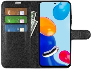 Xiaomi Redmi Note 11 Lederhülle Portemonnaie Karten Etui schwarz