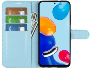 Xiaomi Redmi Note 11 Lederhülle Portemonnaie Karten Etui hellblau