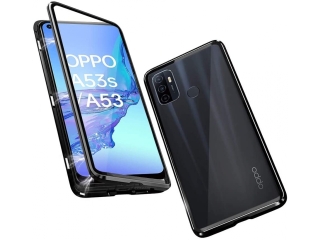 Oppo A53s 4G Alu Magnetic Glass Case Panzerglas Vorne & Hinten schwarz