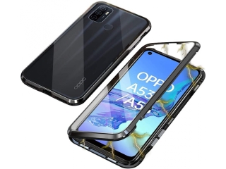 Oppo A53s 4G Alu Magnetic Glass Case Panzerglas Vorne & Hinten schwarz