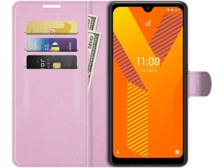 Wiko Y62 Plus Lederhülle Portemonnaie Karten Etui rosa