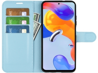 Xiaomi Redmi Note 11 Pro Lederhülle Portemonnaie Karten Etui hellblau