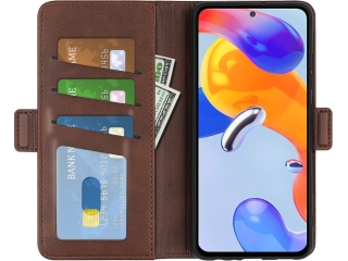 Xiaomi Redmi Note 11 Pro+ 5G Leder Hülle Karten Ledertasche mokka