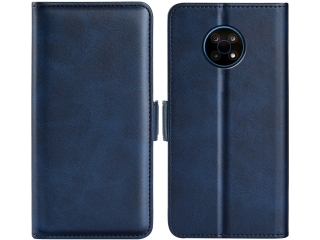 Nokia G50 Leder Hülle Karten Ledertasche dunkelblau