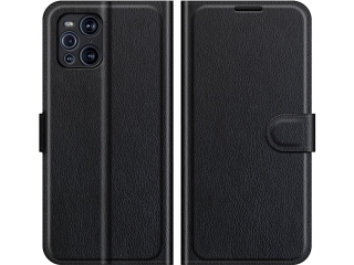 Oppo Find X3 Pro Lederhülle Portemonnaie Karten Etui schwarz