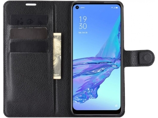 Oppo A53s 4G Lederhülle Portemonnaie Karten Etui schwarz