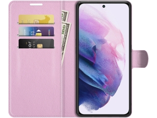 Samsung Galaxy S22 Lederhülle Portemonnaie Karten Etui rosa