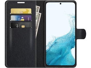 Samsung Galaxy S22+ Lederhülle Portemonnaie Karten Etui schwarz