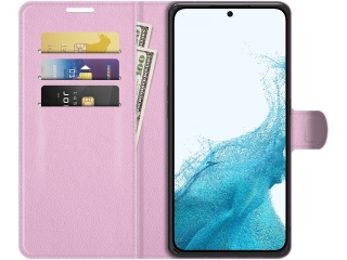 Samsung Galaxy S22+ Lederhülle Portemonnaie Karten Etui rosa