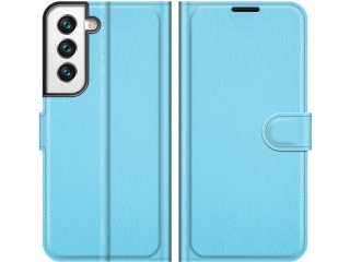 Samsung Galaxy S22+ Lederhülle Portemonnaie Karten Etui hellblau