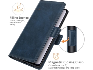 Samsung Galaxy S22 Ultra Leder Hülle Karten Ledertasche dunkelblau