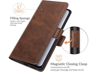 Samsung Galaxy S22 Ultra Leder Hülle Karten Ledertasche mokka