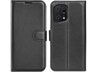 Oppo Find X5 Pro Lederhülle Portemonnaie Karten Etui schwarz