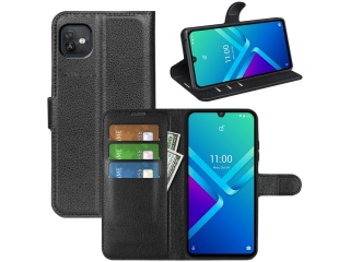 Wiko Y82 Lederhülle Portemonnaie Karten Etui schwarz