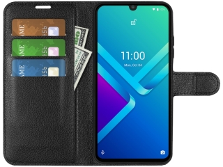 Wiko Y82 Lederhülle Portemonnaie Karten Etui schwarz