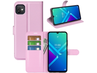 Wiko Y82 Lederhülle Portemonnaie Karten Etui rosa