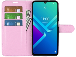 Wiko Y82 Lederhülle Portemonnaie Karten Etui rosa
