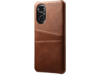 CardCaddy Huawei Nova 9 SE Leder Backcase mit Kartenfächern braun