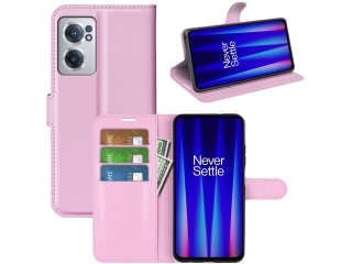 OnePlus Nord CE 2 5G Lederhülle Portemonnaie Karten Etui rosa