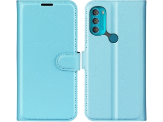 Motorola Moto G71 5G Lederhülle Portemonnaie Karten Etui hellblau