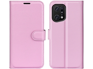 Oppo Find X5 Pro Lederhülle Portemonnaie Karten Etui rosa