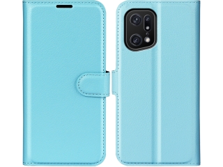 Oppo Find X5 Pro Lederhülle Portemonnaie Karten Etui hellblau