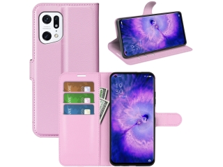 Oppo Find X5 Lederhülle Portemonnaie Karten Etui rosa